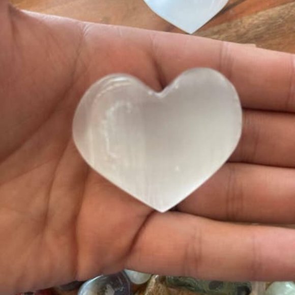 Selenite Crystal Heart - Selenite Worry Stones - Picture 3 of 4